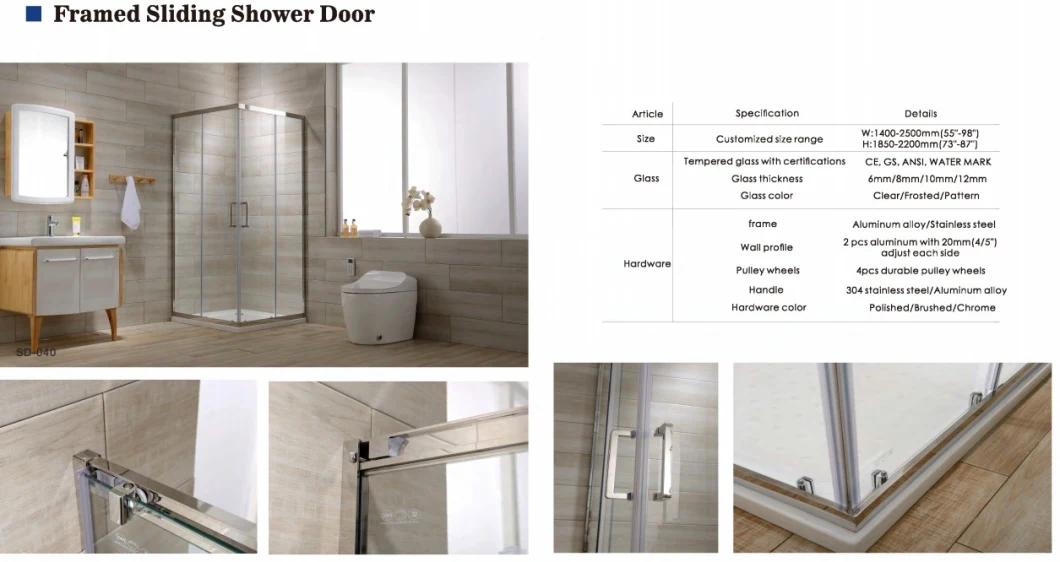 New Design European Style 6mm Folding Shower Door Frameless Shower Room