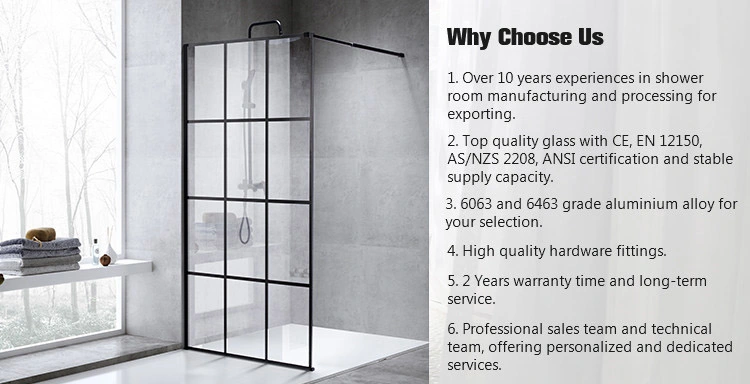 High End Black Aluminium Framed Tempered Glass Shower Enclosure with Hinges