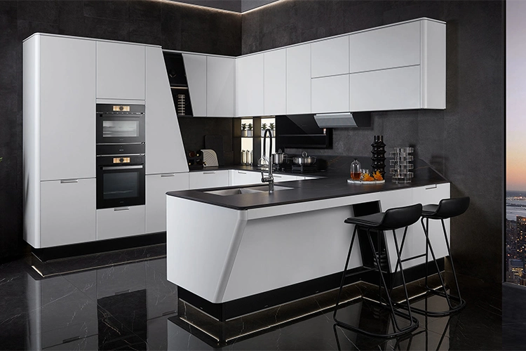 Oppein China Black and White Lacquer Modern Style Deisgn Kitchen Cabinets