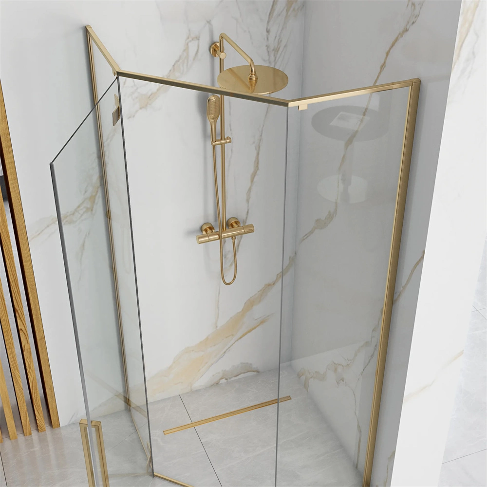 New Diamond Gold Swing Aluminum Shower Enclosure with Tempered Easy Clean Glass