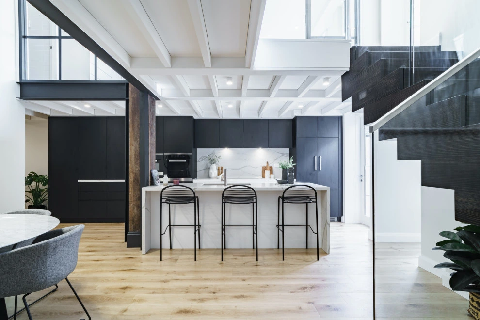 Hot Sales Popular Laminate Modern Frameless Black Modular Kitchen Modern Kitchen Cabinets