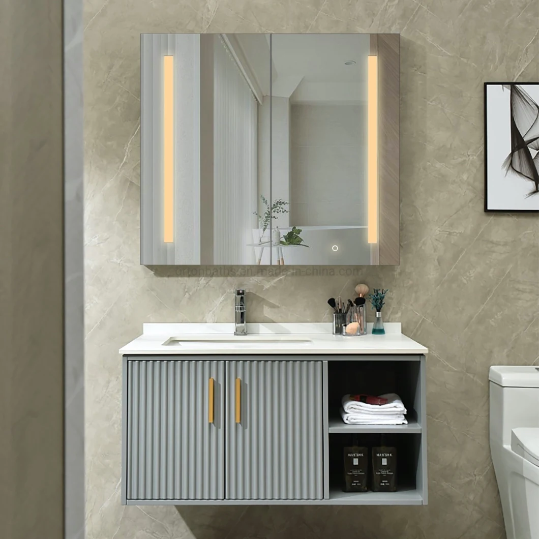 Ortonbath LED Bathroom Mirror Cabinet, Black Bathroom Cabinet with Mirror, Medicine Cabinet, Medicine Cabinet for Bathroom, Dimmer, Adjustable Wall Mirror