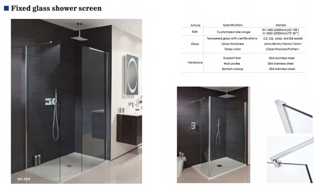 Tempered Glass New Design Whole Shower Room with 10mm Glass Sliding Door