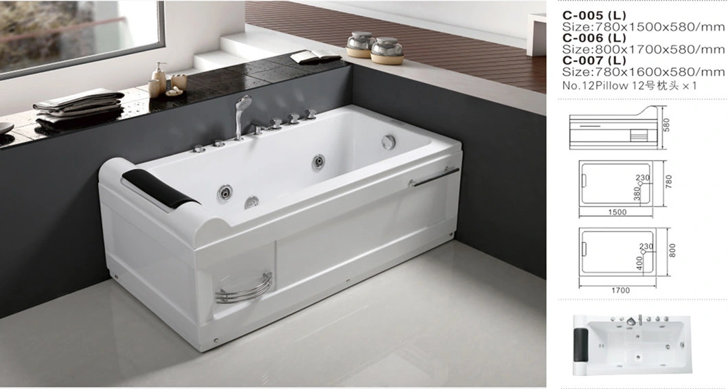Sanitary Ware Cheap Modern ABS Massage Bathtub with Jacuzzi and Pillow