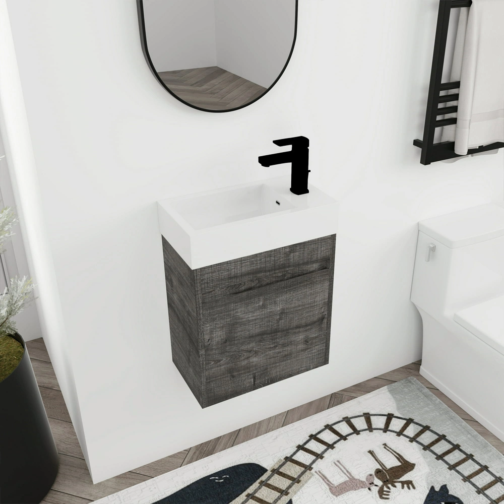18 Inch Modern Small Bathroom Vanity Cabinets with Framed Mirror