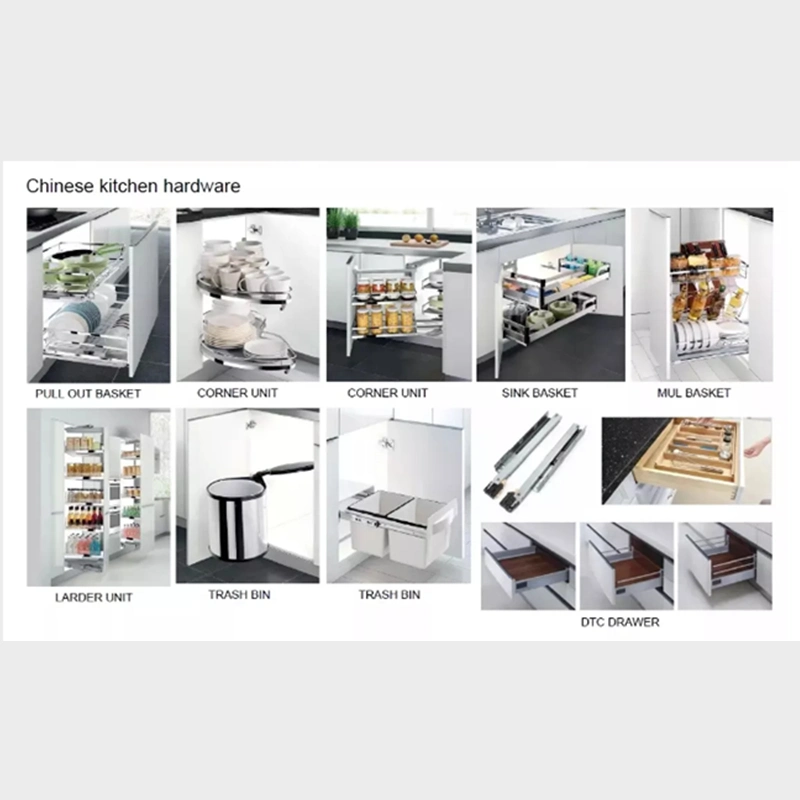 New Design Pantry Cupboard Black Kitchen Cabinet with Kitchen Island