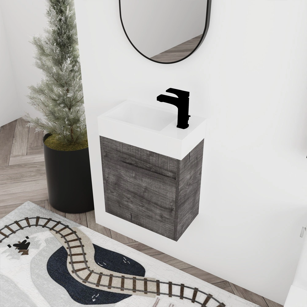 18 Inch Modern Small Bathroom Vanity Cabinets with Framed Mirror