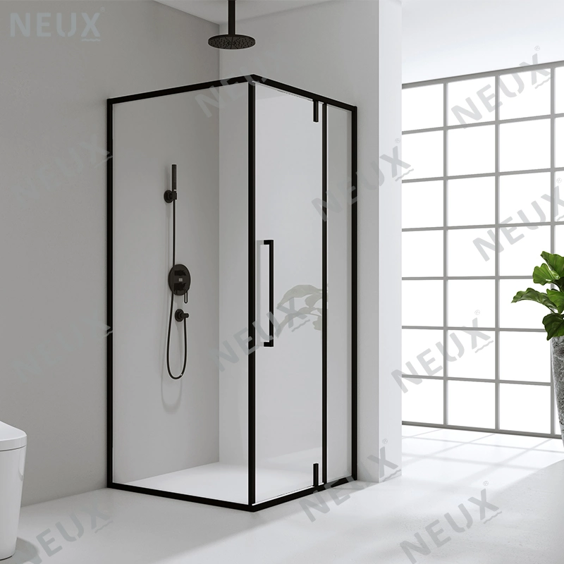 Hot Selling Toughened Safety Glass Pivot Hinged Bathroom Black Shower Cabin
