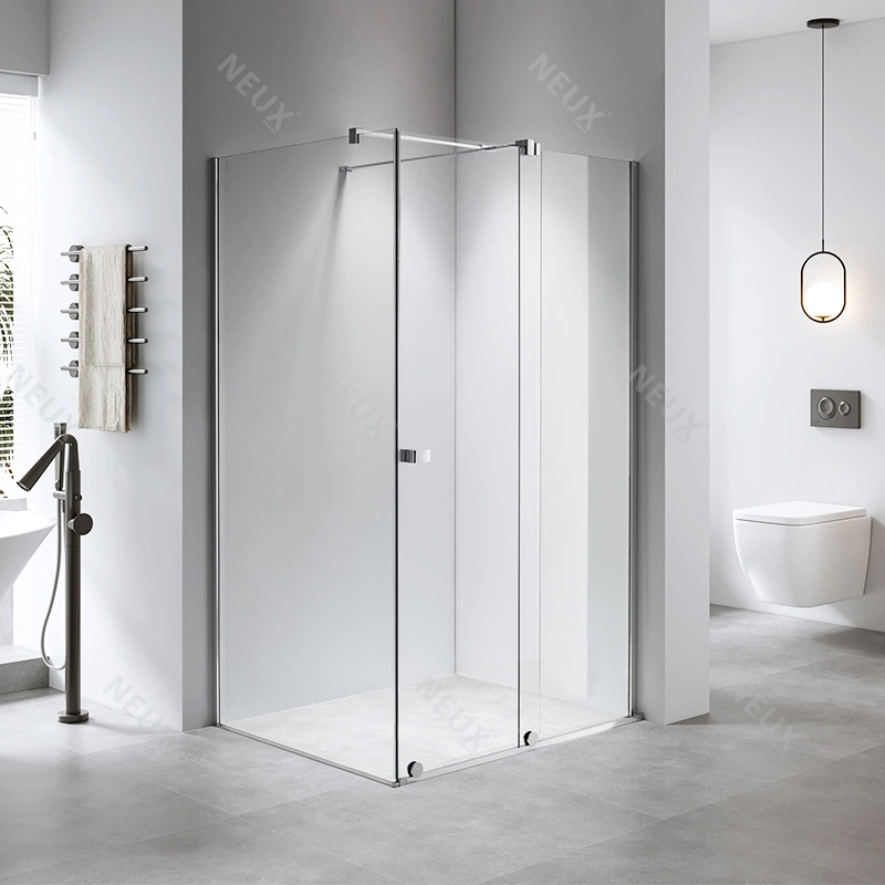 Spain Bathroom Sliding Aluminium Adjustable 8mm Tempered Clear Glass Shower Screen with Support Bar