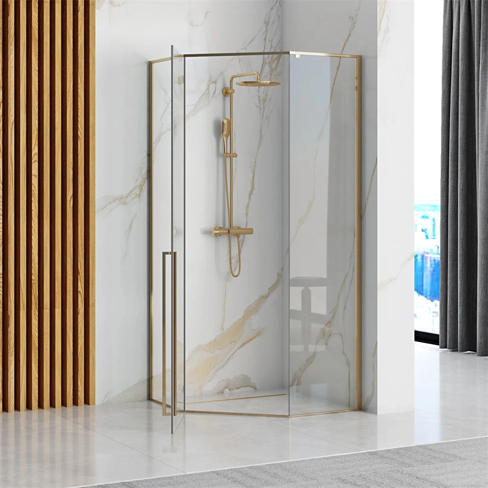 New Diamond Gold Swing Aluminum Shower Enclosure with Tempered Easy Clean Glass