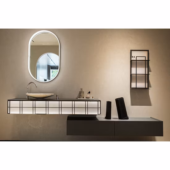 Modern Design Vanity Single Ceramic Sink Bathroom Wall Hung Cabinet with Mirror