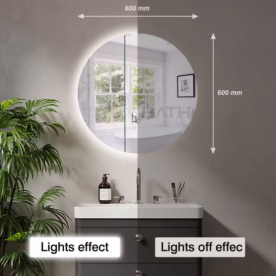 Ortonbath Anti-Fog 3 Colors Light Dimmable Wall Mounted Lighted Bathroom Vanity Mirror Smart Makeup Mirror with Touch Switch