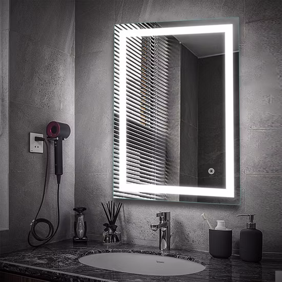LED Defogger Lighted Smart Bluetooth Bathroom Mirror with Digital Clock